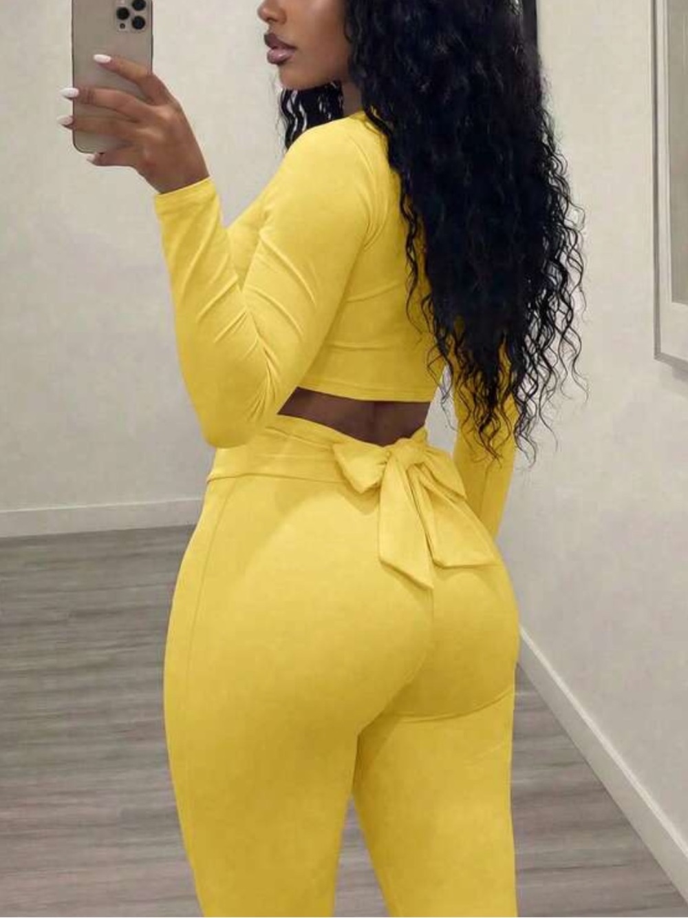 Women’s Yellow Tie-Back Capri Set